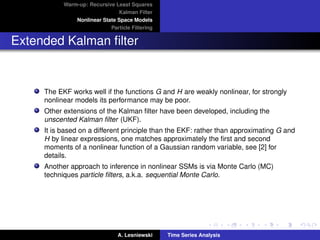 Time series Analysis - State space models and Kalman ﬁltering | PDF