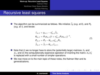 Time series Analysis - State space models and Kalman ﬁltering | PDF