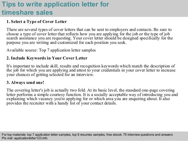 3 Tips To Write Application Letter For Timeshare Sales 3 Tips To Write Application Letter For Timeshare Sales
