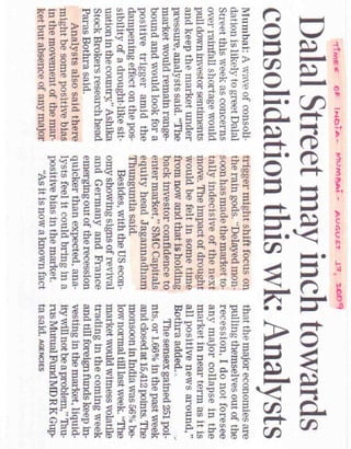 Times Of India Mumbai August 17, 2009