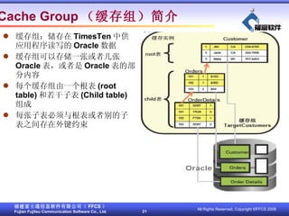 飺 TimesTen йӦóд Oracle  Դ洢һŻ߼ Oracle  Oracle Ĳ ÿһ (root table) ӱ (Child table)  ÿӱ߱ӱ֮Լ Cache Group 飩 