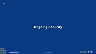www.timesys.com ©2017 Timesys Corp.
30
Ongoing Security
 