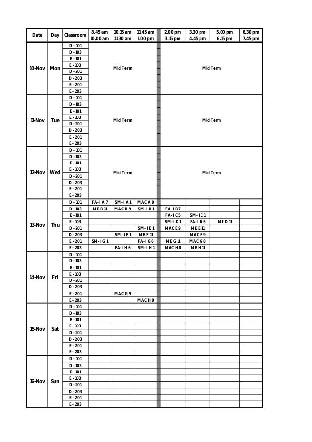 Time table