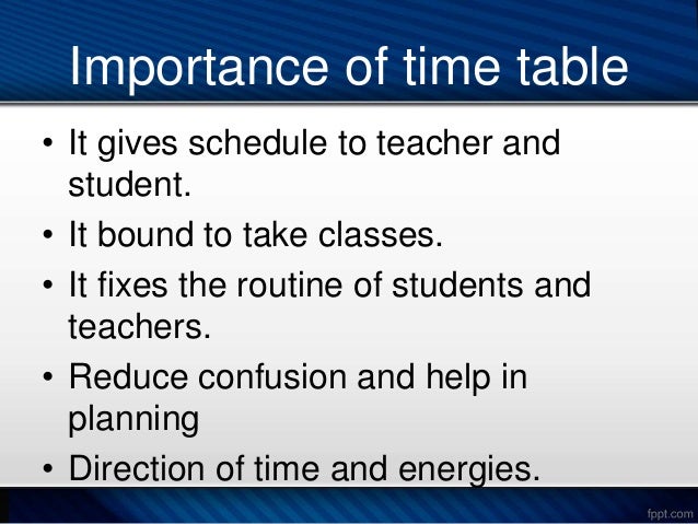 time schedule table