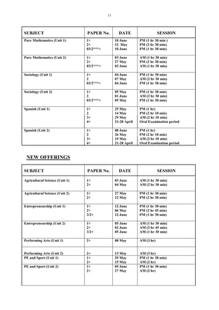 Timetable CAPE may/june 2015 final | PDF