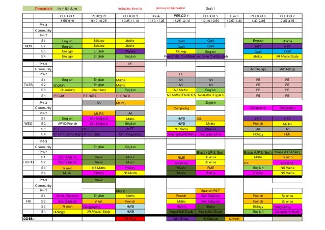 Timetable From 5 June 17