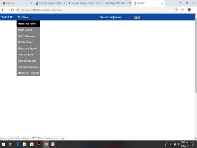 Time table management system