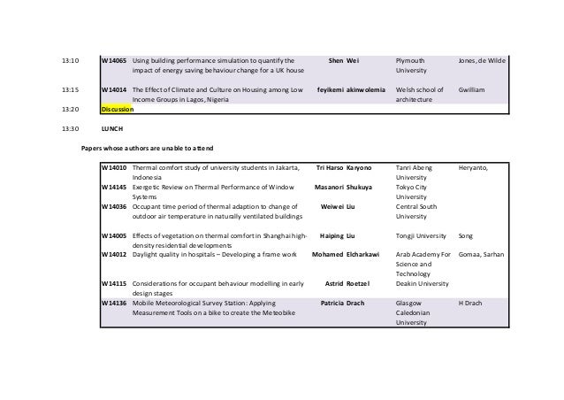 Windsor Conference Timetable