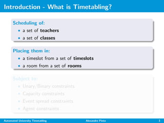 Automated University Timetabling | PPT