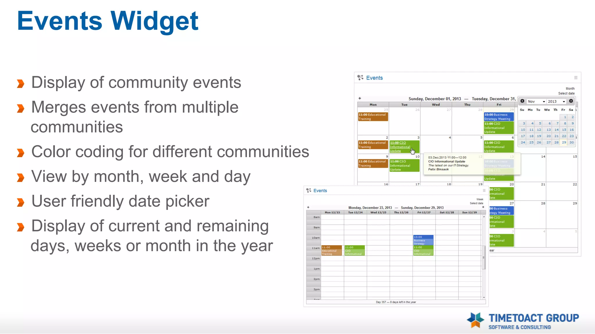 Single News Channel Widget - Settings
Can be personalized
Includes 1 community channel
On/off switch for likes and
comments
Show all or only selected
entries of a channel

 