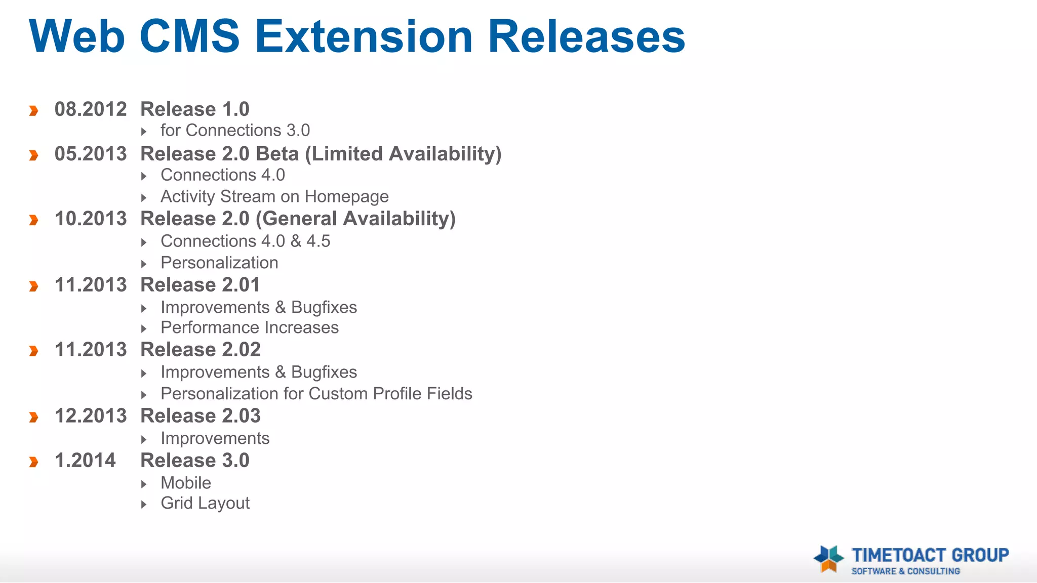Advantages of Web CMS Extension
Simplicity for Users and Authors
Readers do not need to choose where to search content, all content is available in one system. i.e. IBM
Connections
Authors do not need to choose a system to publish their content, all content is published in one system,
i.e. IBM Connections
Creating Content is really easy, no technical training required (i.e. management compatible)

Better Integration
User Interface integration is given, no integration project required
Search integration is given, no integration project required
Activity Stream integration is given, no integration project required
Social Integration (Liking, Commenting, Sharing, Popularity Measurement) is given, no integration
project required

Easier Implementation & Maintenance
Implementing Web CMS Extension and Adopting Layout in a week or less
Read and Author Access Management is given thru Communities,
no separate Access Management required
Personalization is really easy, no technical project required
No external Web CMS required

 