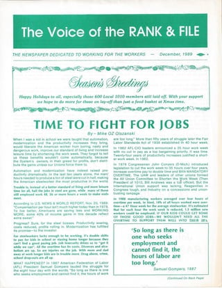 Time to Fight for Jobs in Voice of the Rank & File 1989 a