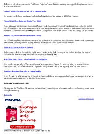 Jo Baker's tale of the servants in "Pride and Prejudice'' drew frenetic bidding among publishing houses when it
was offere...