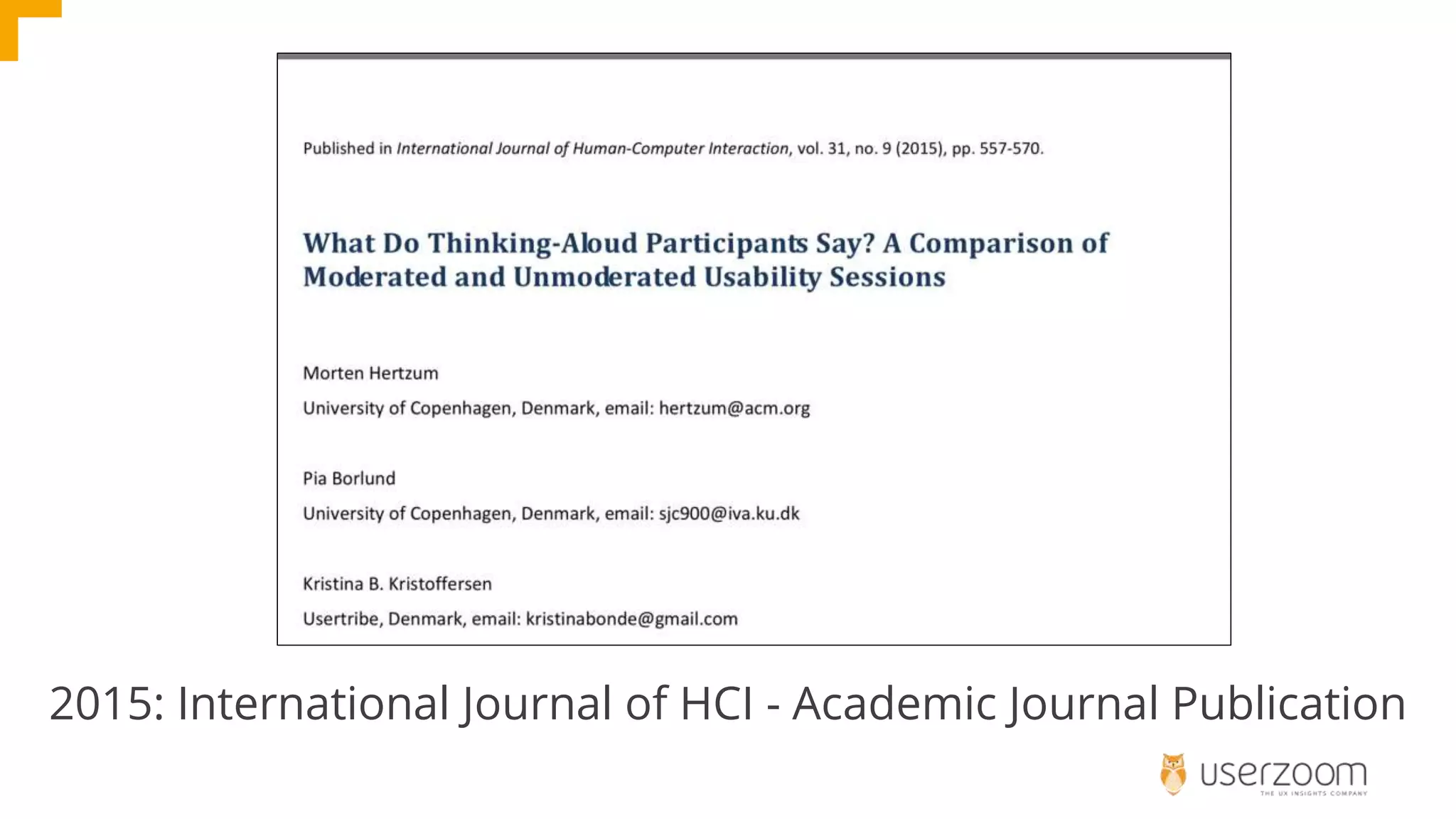 2015: International Journal of HCI - Academic Journal Publication
 