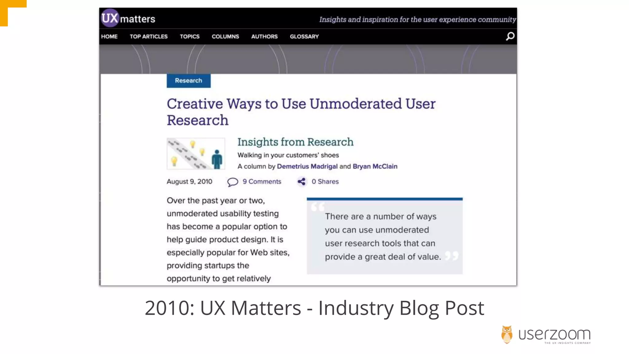 2010: UX Matters - Industry Blog Post
 