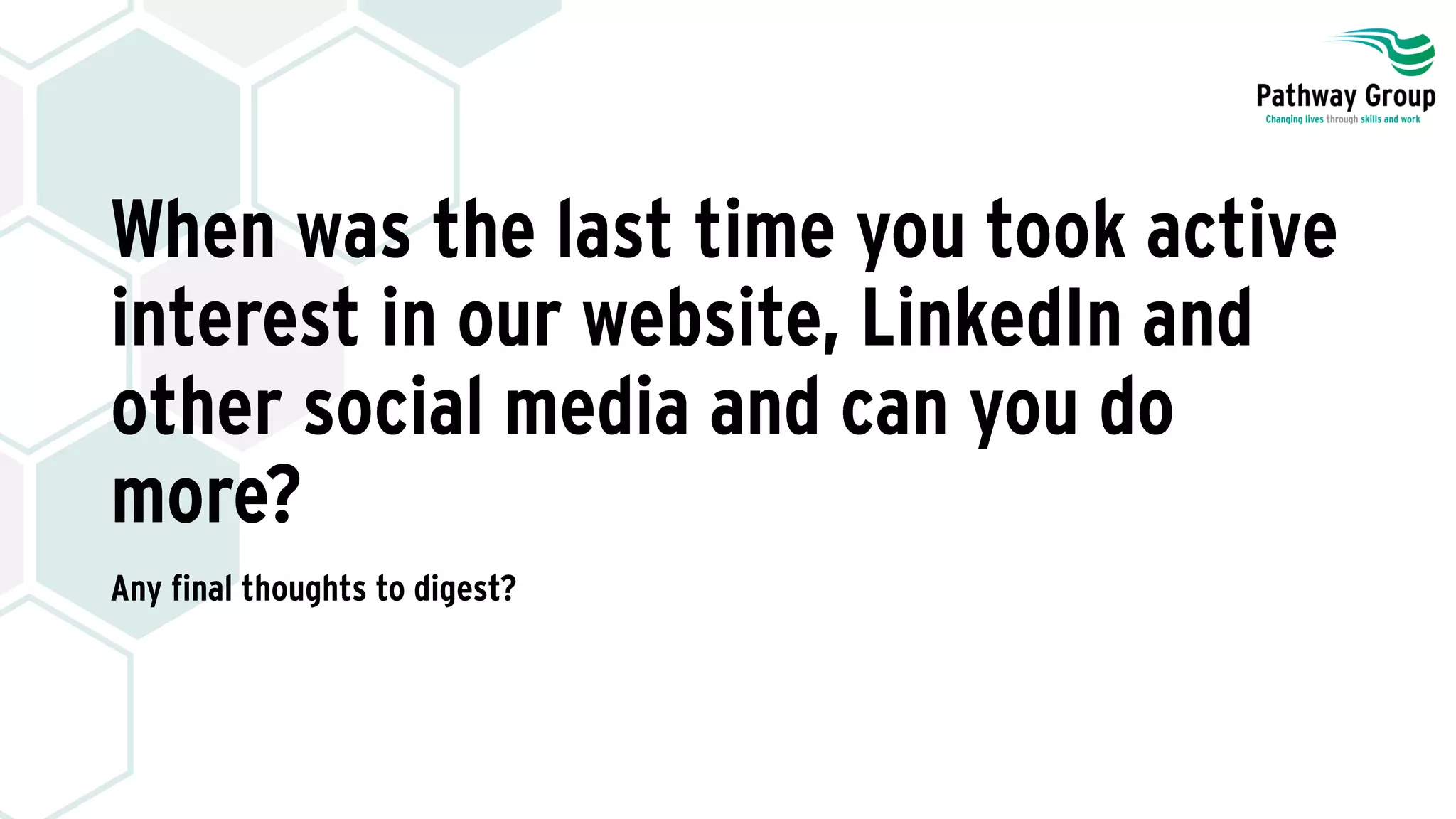 Time to think and reflect and then do...