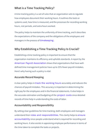 Time Tracking Policy: Why They Matter & How to Get It Right | PDF