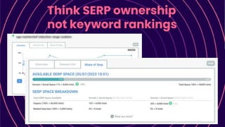 Think SERP ownership
not keyword rankings
 