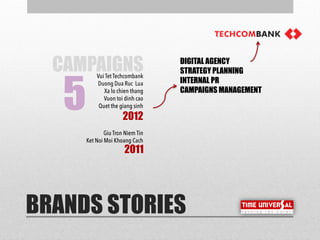 BRANDS STORIES
2012
CAMPAIGNS
2011
DIGITAL AGENCY
STRATEGY PLANNING
INTERNAL PR
CAMPAIGNS MANAGEMENT
5
 