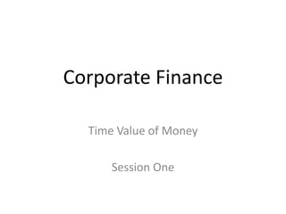 Corporate Finance
Time Value of Money

Session One

 