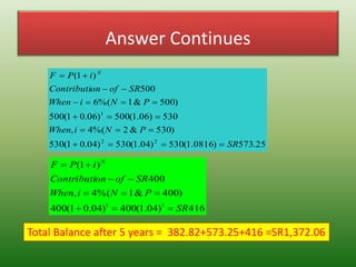 Answer Continues
25.573)0816.1(530)04.1(530)04.01(530
)530&2%(4,
530)06.1(500)06.01(500
)500&1%(6
500
)1(
22
1
SR
PNiWhen
...