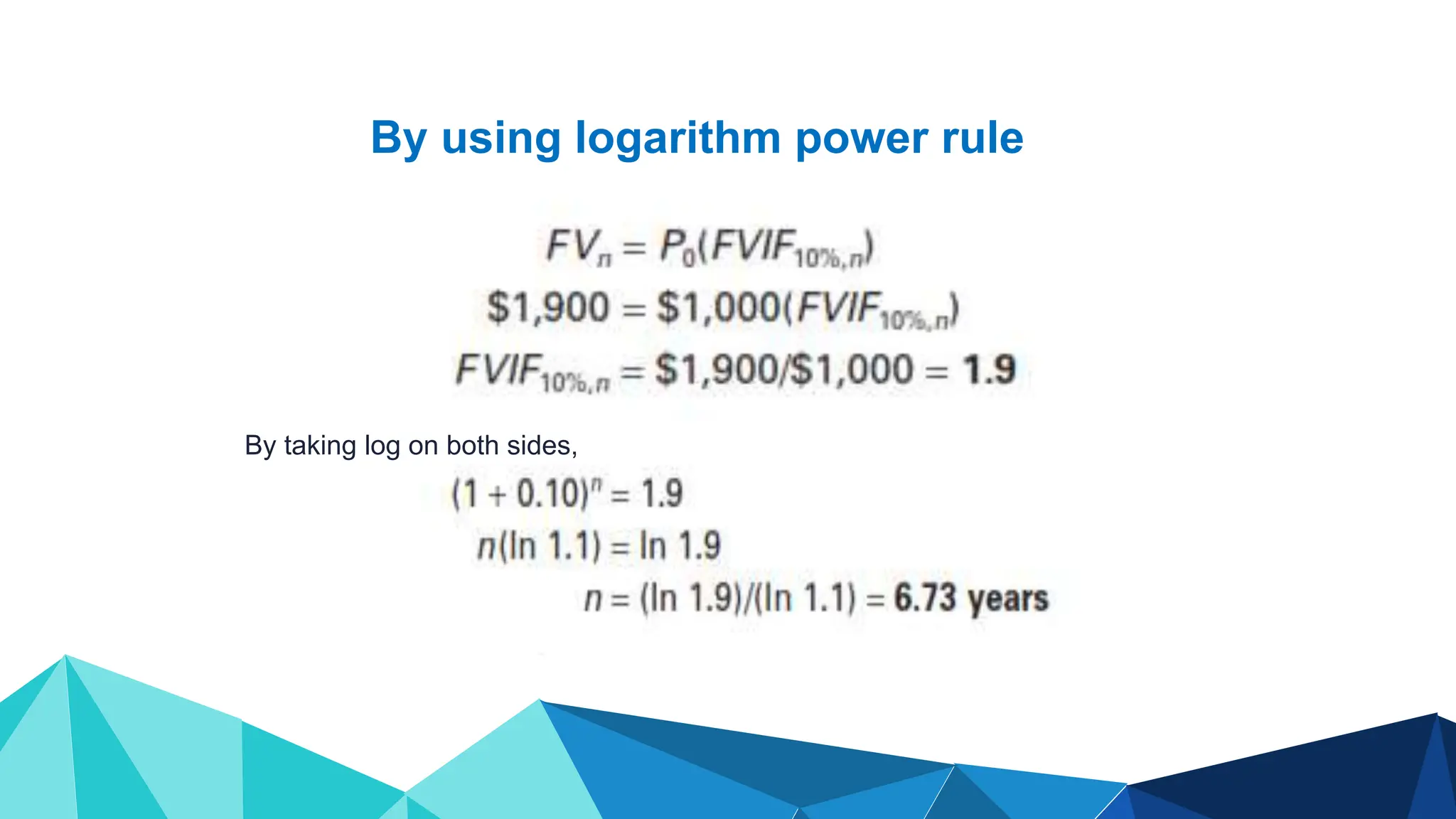 By using logarithm power rule
By taking log on both sides,
 