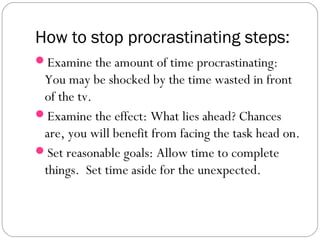 Time wasters and procrastination[1]. introduction to stress management ...