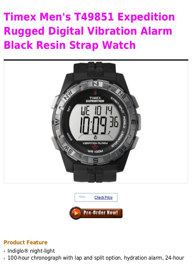 Timex men's t49851 expedition rugged digital vibration alarm black resin strap watch