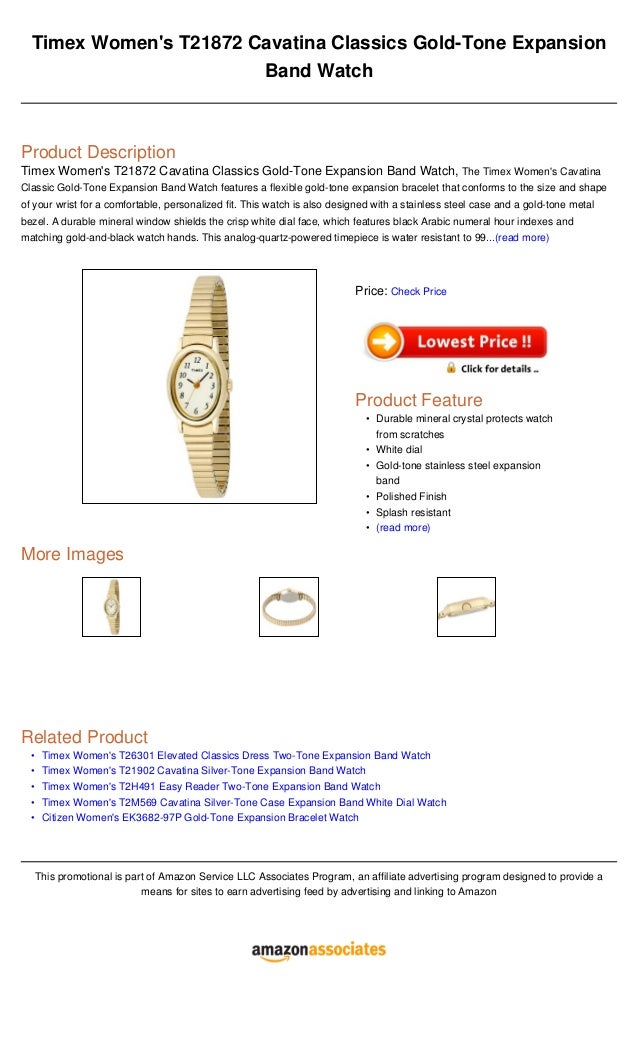 Timex women's t21872 cavatina classics gold tone expansion band watch