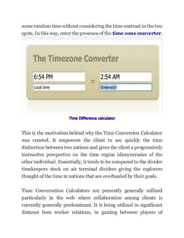 Time Zone Conversion Calculator Time Zone Conversion Calculator