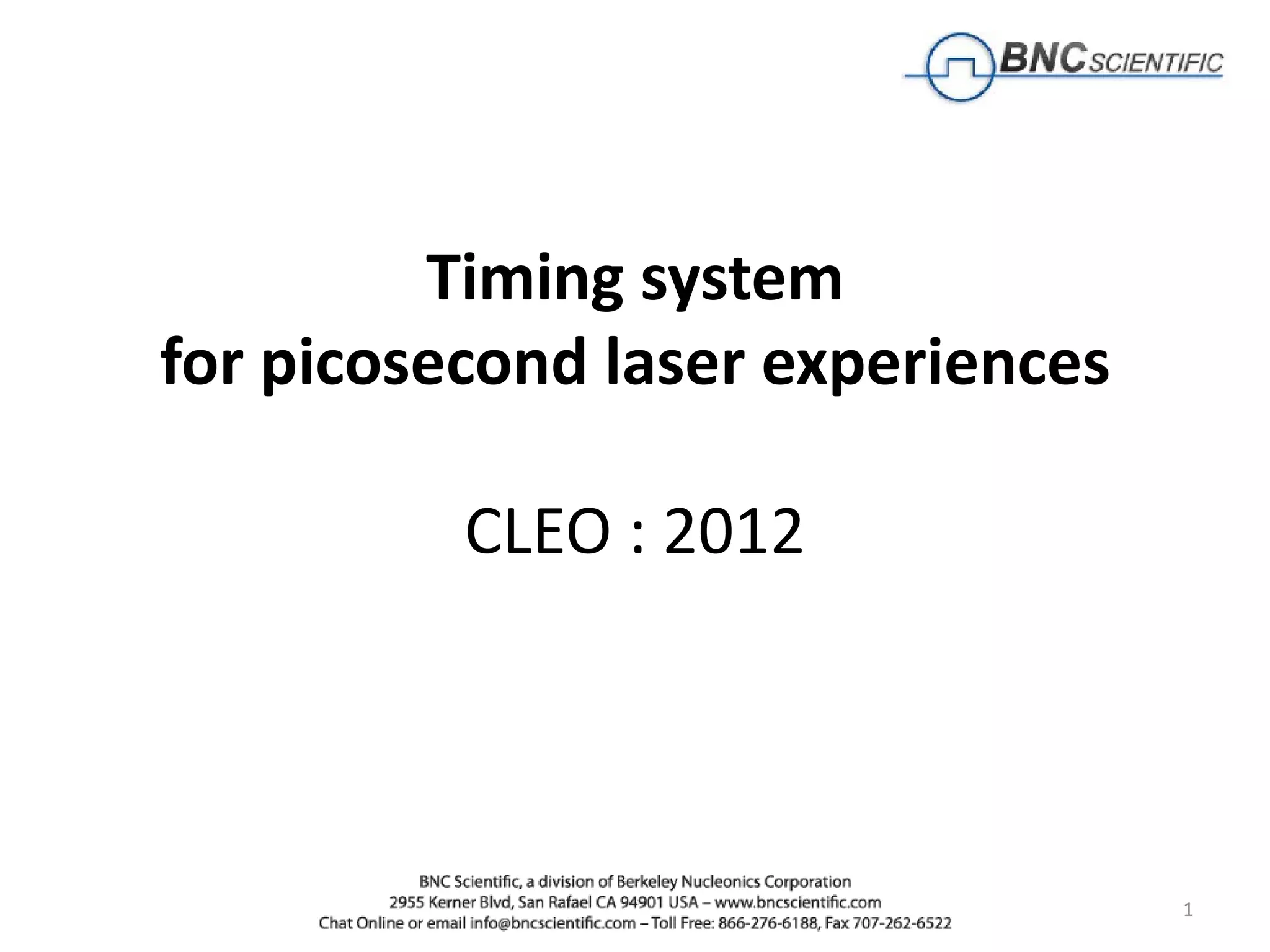Timing system for picosecond laser power point | PPT