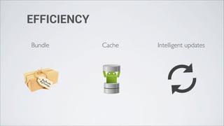 EFFICIENCY

Bundle       Cache   Intelligent updates
 