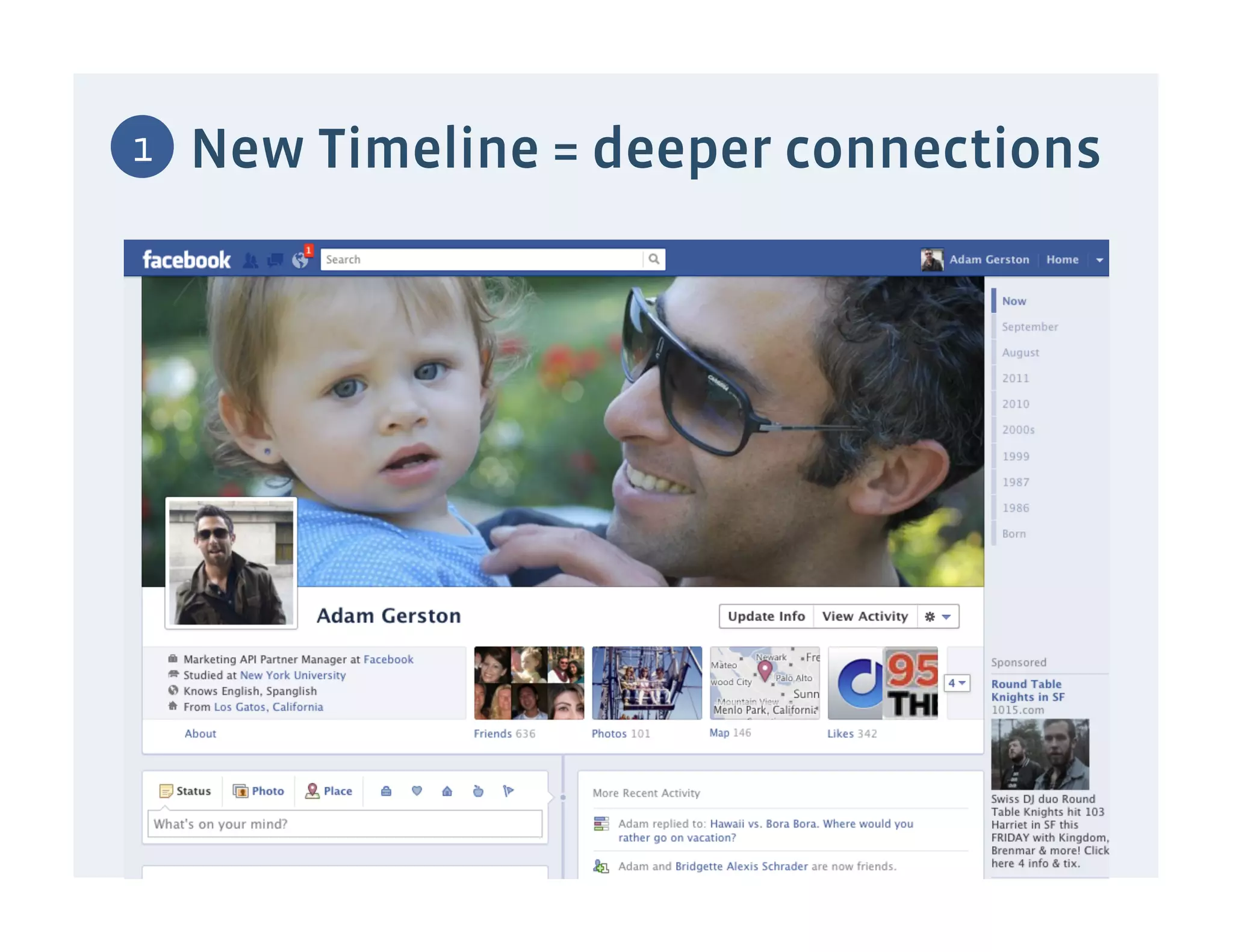 1   New Timeline = deeper connections
 