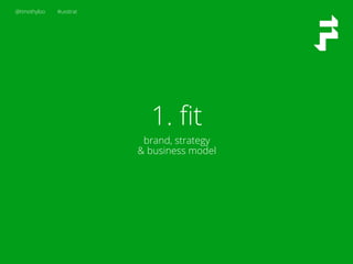 @timothyloo #uxstrat
1. ﬁt
brand, strategy
& business model
 