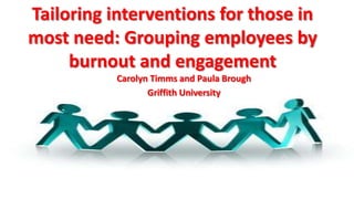 Tailoring interventions for those in most need: Grouping employees by burnout and engagement Carolyn Timms and Paula Brough Griffith University 
