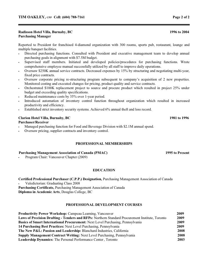 Professional purchaser resume