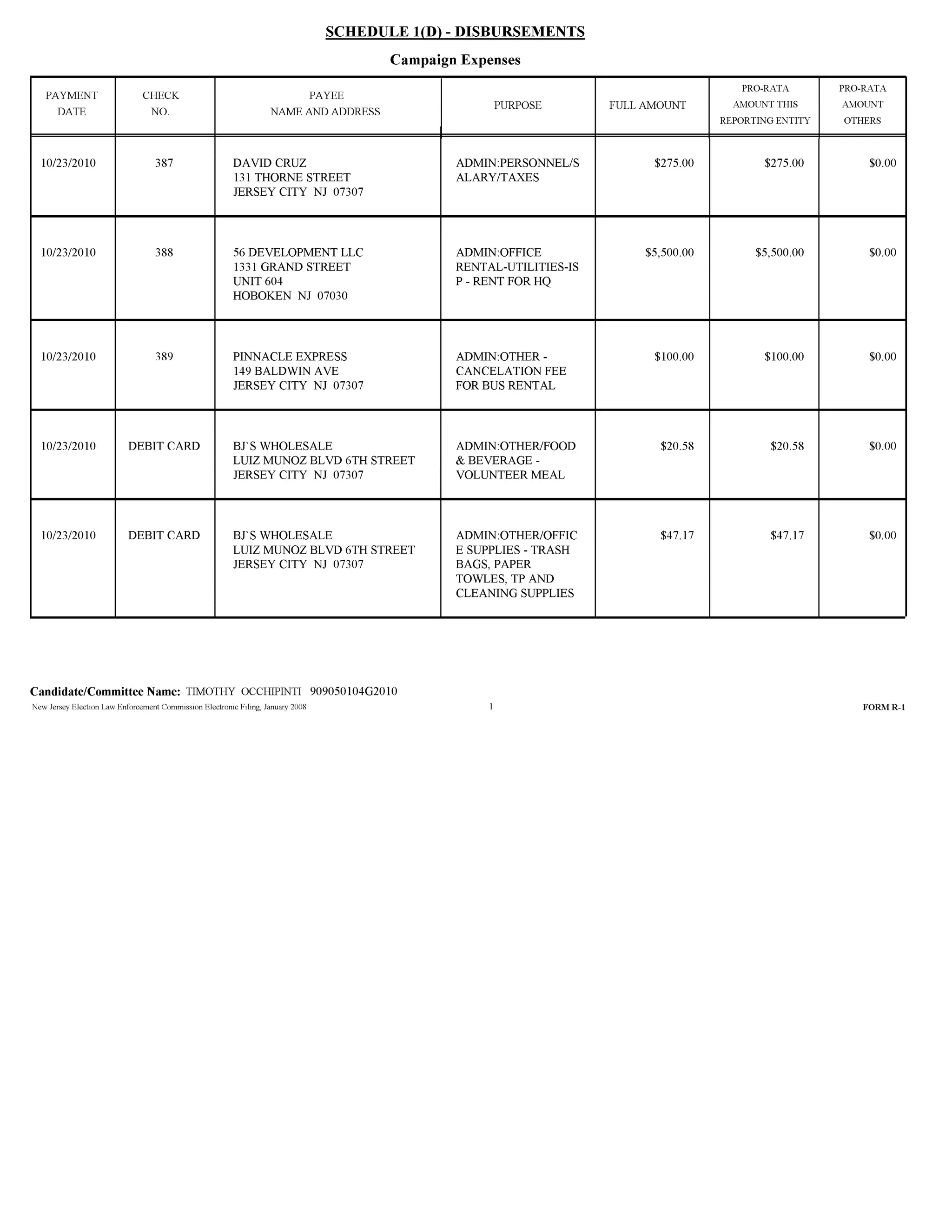 Tim Occhipinti Elec report 11-23-2010