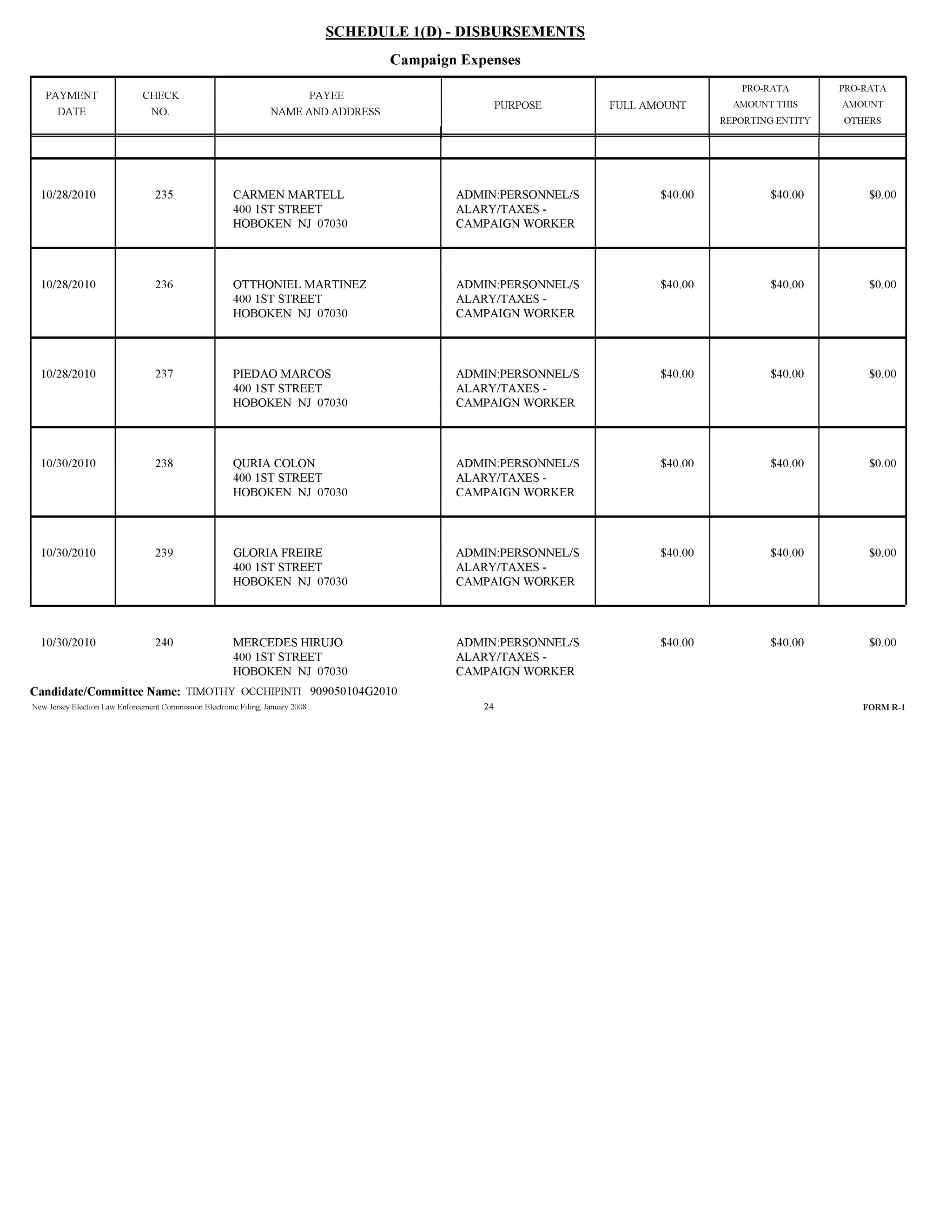 Tim Occhipinti Elec report 11-23-2010