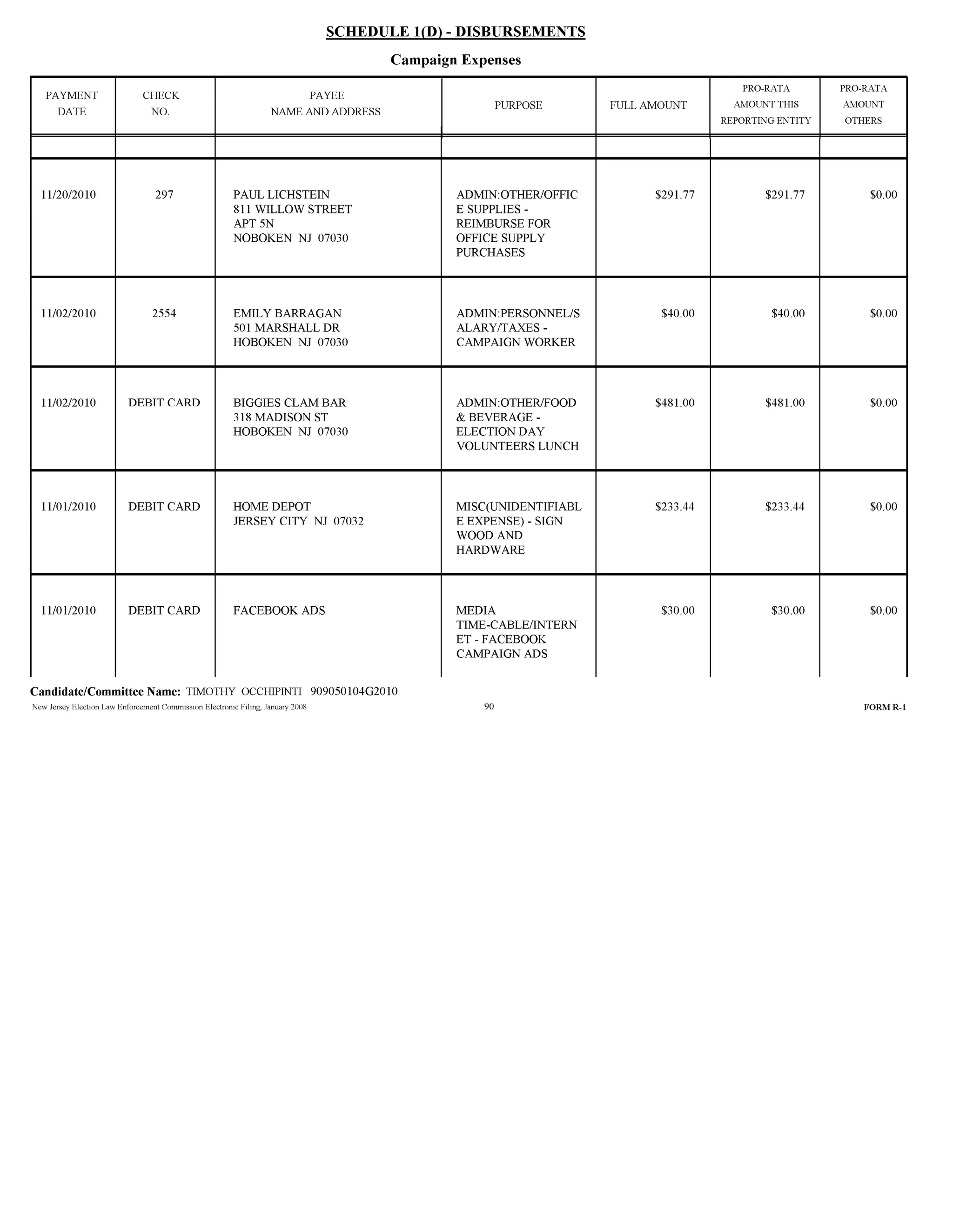 Tim Occhipinti Elec report 11-23-2010