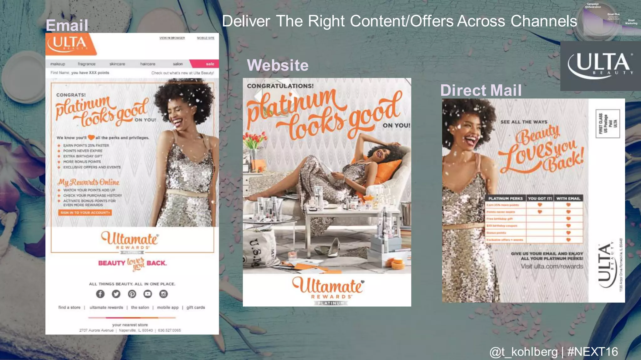 © 2016 Adobe Sy stems Incorporated. All Rights Reserv ed. Adobe Conf idential.
Direct Mail
Email
Website
Email
Marketing
Email Plus
connected to
digital channels
Campaign
Orchestration
Deliver The Right Content/Offers Across Channels
@t_kohlberg | #NEXT16
 