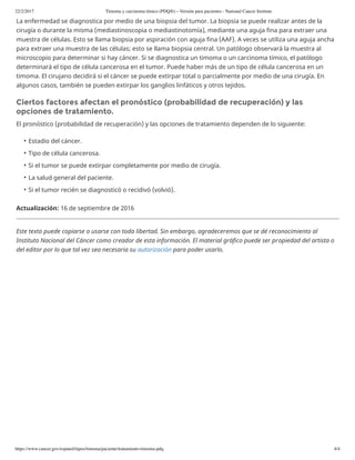 Timoma y carcinoma tímico (pdq®)—versión para pacientes national cancer ...