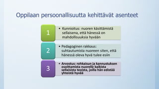 Oppilaan persoonallisuutta kehittävät asenteet
 