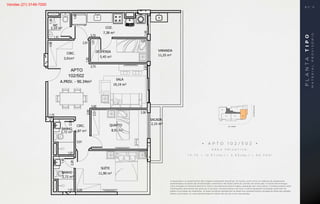 BANHO
2,72 m²
SUÍTE
11,90 m²
QUARTO
8,93 m²
SALA
19,19 m²
DESPENSA
5,45 m²
COZ.
7,38 m²
CIRC.
1,87 m²
VARANDA
CIRC.
3,91m²
102/502
APTO
A.PRIV. - 90.34m²
BANHO
2,72 m²
WC
2,10 m²
11,25 m²
2,15 m²
SACADA
APARTAM
Área Privati
BANHO
2,72 m²
SUÍTE
QUARTO
8,93 m²
SALA
19,19 m²
DESPENSA
5,45 m²
COZ.
7,38 m²
CIRC.
1,87 m²
VARANDA
CIRC.
3,91m²
102/502
APTO
A.PRIV. - 90.34m²
WC
2,10 m²
11,25 m²
2,15 m²
SACADA
BS''D
APARTAMENTO 102 / 502
Área Privativa: 74.74+12.67(var.)+2.93(sac.)=90.34 m2
• A P T O 1 0 2 / 5 0 2 •
Á R E A P R I V A T I V A :
7 4 , 7 4 + 1 2 , 6 7 ( v a r. ) + 2 , 9 3 ( s a c . ) = 9 0 , 3 4 m 2
A decoração e os revestimentos são imagens meramente ilustrativas. Os móveis, assim como os materiais de acabamento
representados na planta são de dimensões comerciais e não fazem parte do contrato de construção. O imóvel será entregue
como indicado no memorial descritivo. Esta é uma planta provisória sujeita a alteração sem aviso prévio. O projeto poderá sofrer
modificações decorrentes das posturas municipais, concessionárias e do local. A planta apresenta localização preliminar de
pilares e prumadas de instalações. As áreas privativas representam as áreas dos compartimentos somadas às áreas das paredes,
pilares e prumadas. As cotas apresentadas em planta são de eixo a eixo das paredes.
PLANTATIPO
MATERIALPROVISÓRIO
B S ” D
Vendas (21) 3149-7000
 