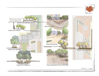 4




               Section Thru: East Side

                                         View of Terrace

Section Thru: Terrace




                                            View of Entry Court


Section Thru: Bioswale                                                              Section Thru: Prairie Plaza




               Section Thru: Wood Lot       View Looking North From Prairie Plaza

                                                                                           LA 537 ~ 2008
 