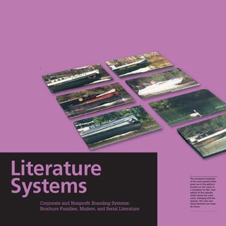 1
The conceptual simplicity
of the cover panels makes
great use of the gallery's
location on the water as
a metaphor for film. Each
edition of the calendar
mailer shows the same
scene. changing with the
seasons. The color and
layout decisions are made
by nature.
 