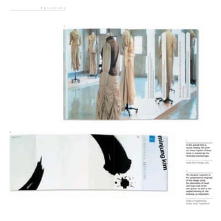 BUILDING
I
•
Pl
III
itl
okt
t&b
I.iJ
1" 1
lhi
llU
lilt
~1.
1 J
_ L
2
-
•
•
c
'"
-
.g
CO
....
...
'to:
..
CO
5
;"
~
'"
-
.-
c
:::
-
~
'-
~
::.
-
•
CO
Q.
CO
In this spread from a
course catalog, the verti-
cal. linear rhythm of dress
forms is restated by the
vertically oriented type.
Studio Blue Chicago. USA
2
The designer responds to
the compositional language
of the image, using
the alternation of small
and large scale forms
and spaces-as well as the
angled linearity of the
drawing-as inspiration.
Studio di Progettazione
Grafica Cevio, Switzerland
 