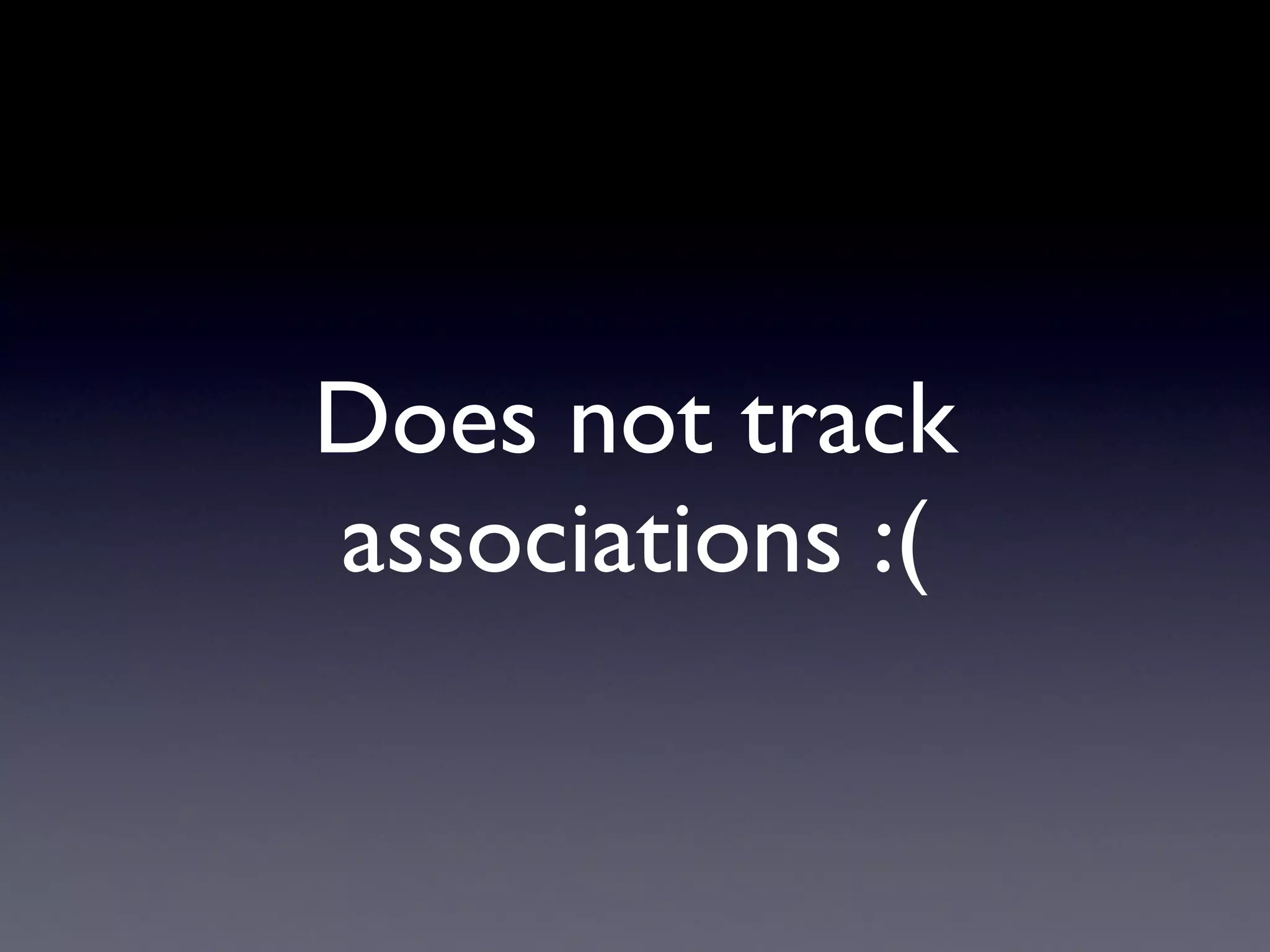 Does not track
associations :(
 
