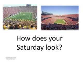 How does your
                        Saturday look?
www.rightbrain.us.com
timothyfowler@aol.com
  Cell (440) 728-HELP
 