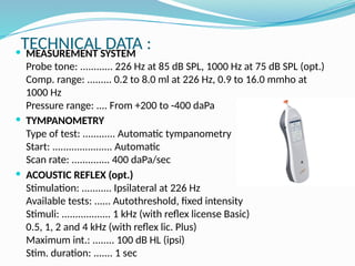 Timpanic Obs Machine Timpani Handheld Tympanometer / Screening Audiometer | PPTX