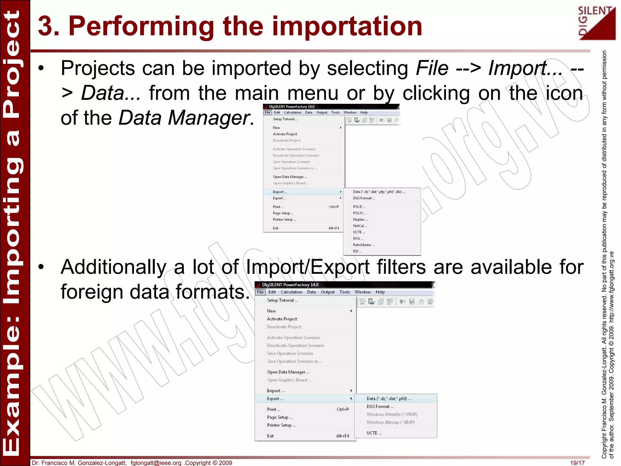 Importing/Exporting a project using DIgSILENT PowerFactory | PDF
